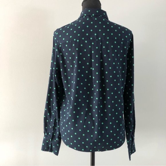 Womens Vero Moda Nicky Navy Green Polka Dot Tie front button up blouse size S - Picture 5 of 11